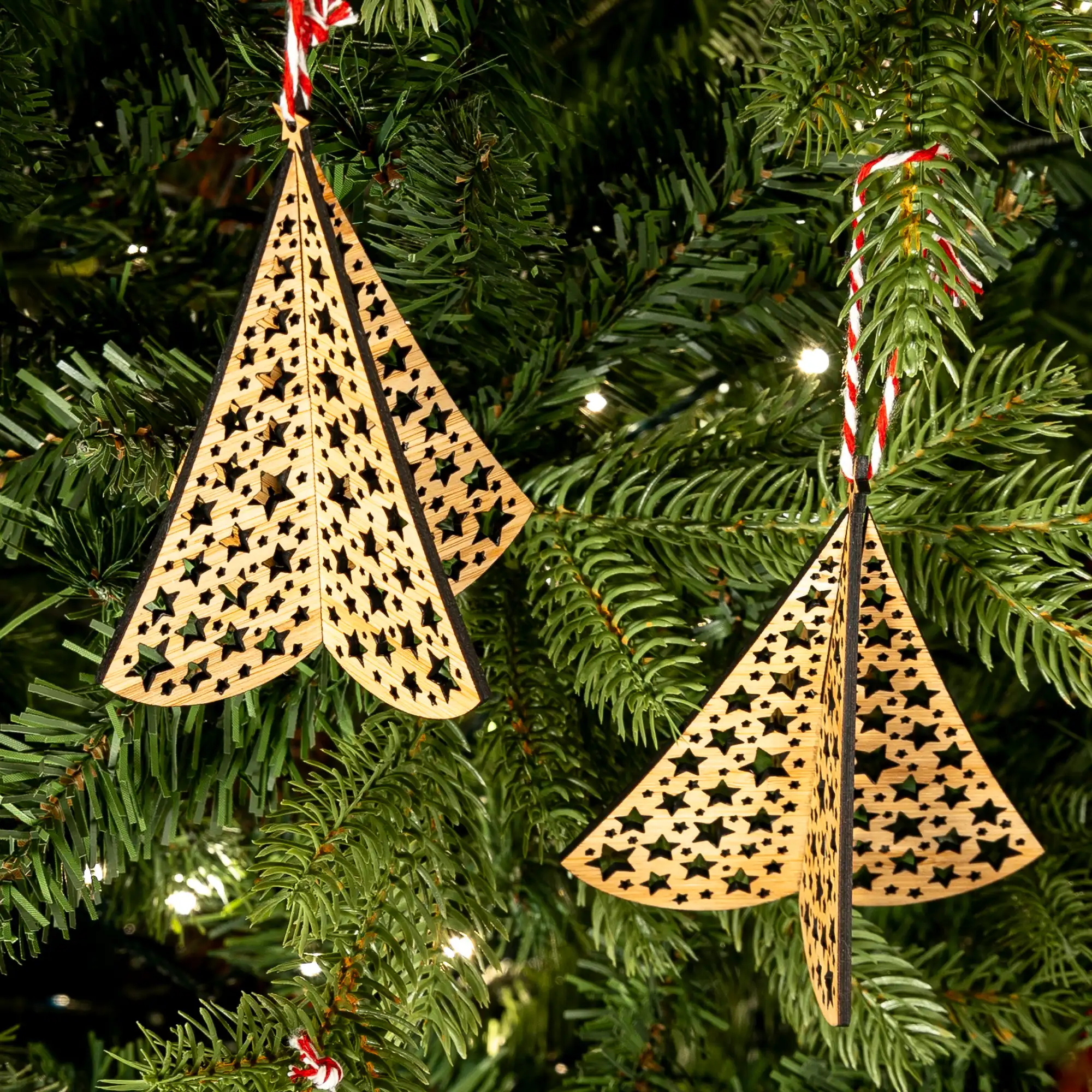 Bamboo Hanging Christmas Tree Decorations - Eco-friendly gifts and ornaments - Kyloe Creations