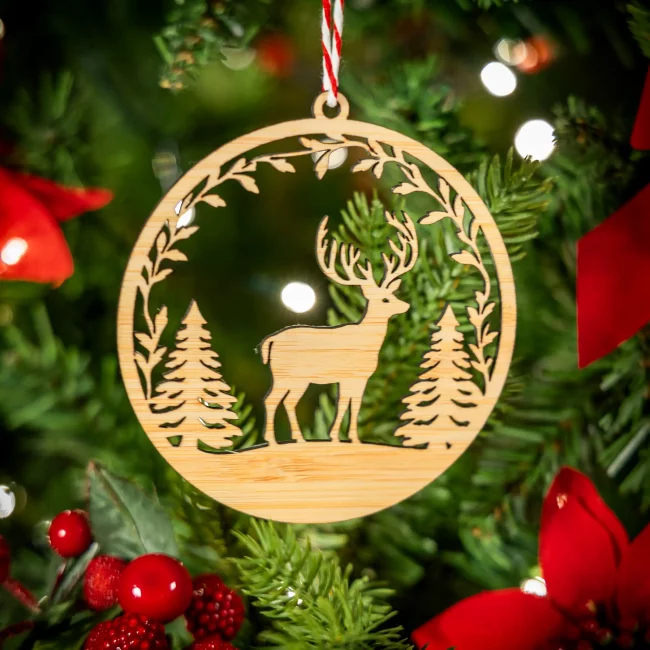 Bamboo Winter Deer Christmas Tree Decorations - Eco-friendly gifts and ornaments - Kyloe Creations