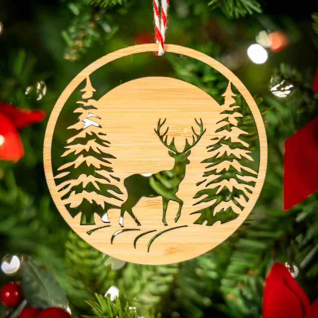 Bamboo Winter Deer Christmas Tree Decorations - Eco-friendly gifts and ornaments - Kyloe Creations