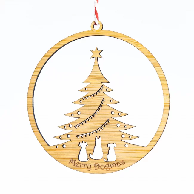 Bamboo Merry Dogmas Christmas Tree Decoration - Eco-friendly gifts and ornaments - Kyloe Creations