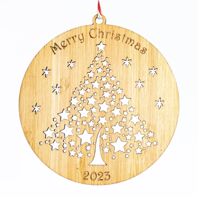 Bamboo Merry Christmas 2023 Tree Decoration - Eco-friendly gifts and ornaments - Kyloe Creations