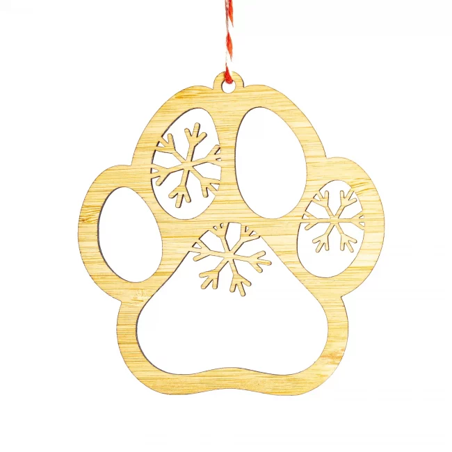Bamboo Dog Pawprint Christmas Tree Decoration - Eco-friendly gifts and ornaments - Kyloe Creations