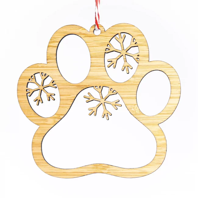 Bamboo Cat Pawprint Christmas Tree Decoration - Eco-friendly gifts and ornaments - Kyloe Creations